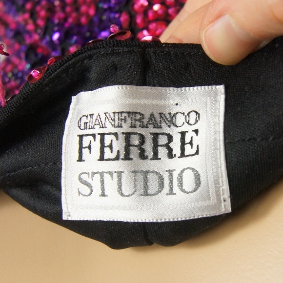 Vintage Gianfranco Ferre Studio Purple Pink Metallic Sequin Tank Top - Picture 5 of 5